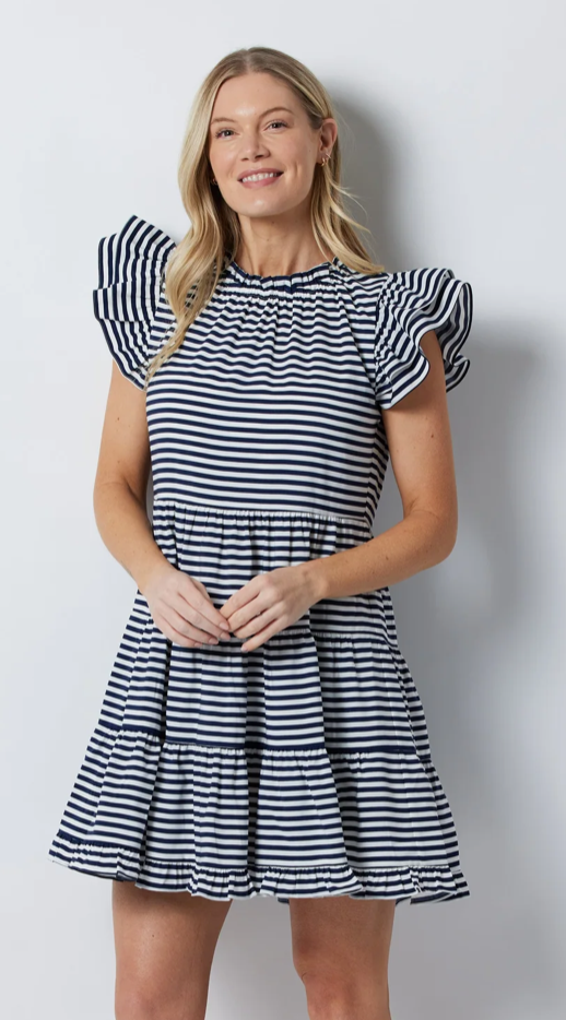 Sail to Sable Ruffle Neck Dress