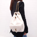 SAINT LAURENT CREAM TWEED BOUCLE BACKPACK