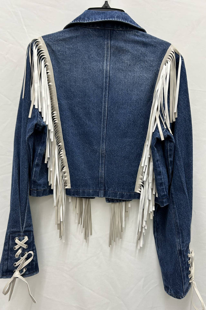 Style the Saints & Hearts Fringe Fever Denim Jacket exclusively at Born To Glam