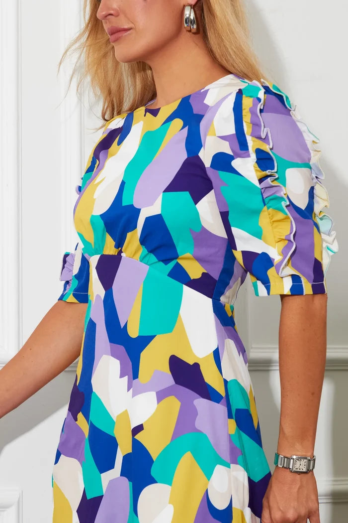 Samira Frill Sleeve Midi Dress (Lilac)