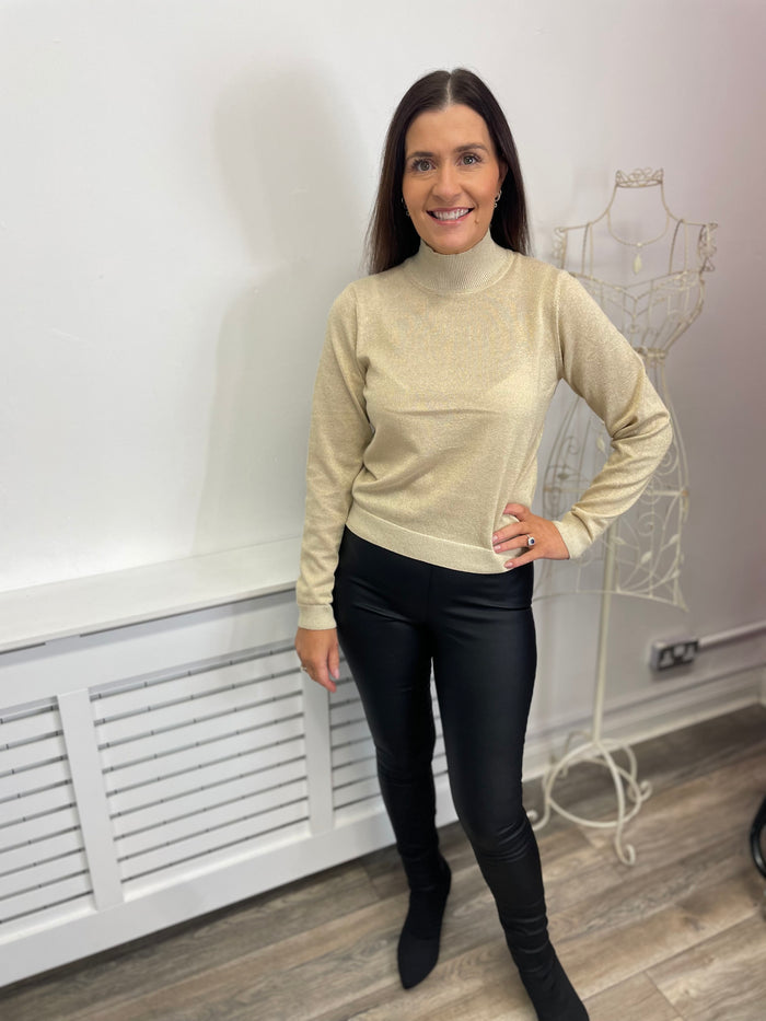 Sanja High Neck Glitter Top (Birch)