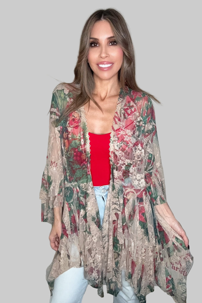 Style the Santa Lace Kimono exclusively at Born To Glam