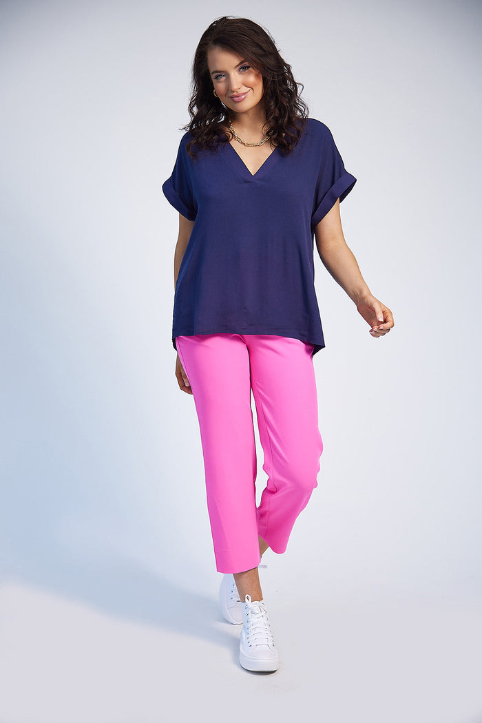 Saoirse V-Neck Top (Navy)