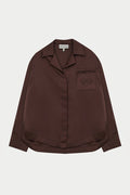 SATIN TAILORED RELAXED SHIRT - DEEP CHOCOLATE