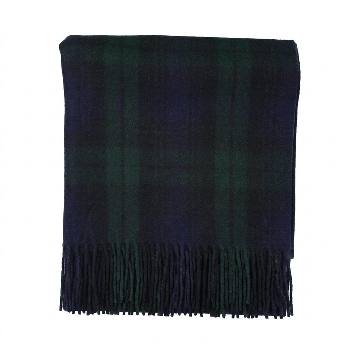 Scottish Highland Tartan Wool Blend Blanket Throw - BLACK WATCH - Heritage Of Scotland -