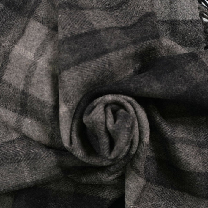 Scottish Highland Tartan Wool Blend Blanket Throw - BUCHANAN GREY - Heritage Of Scotland -