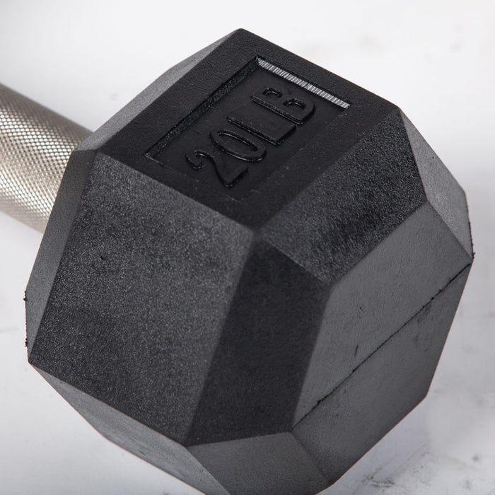 20 LB Straight Stainless Steel Hex Dumbbells