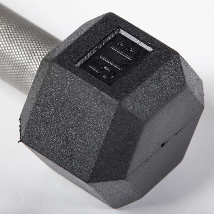 5 LB Straight Stainless Steel Hex Dumbbells