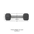 5 LB Straight Stainless Steel Hex Dumbbells