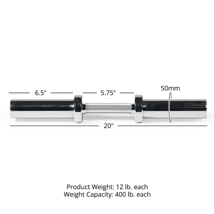 Loadable 20" Olympic Dumbbell Handles - Pair