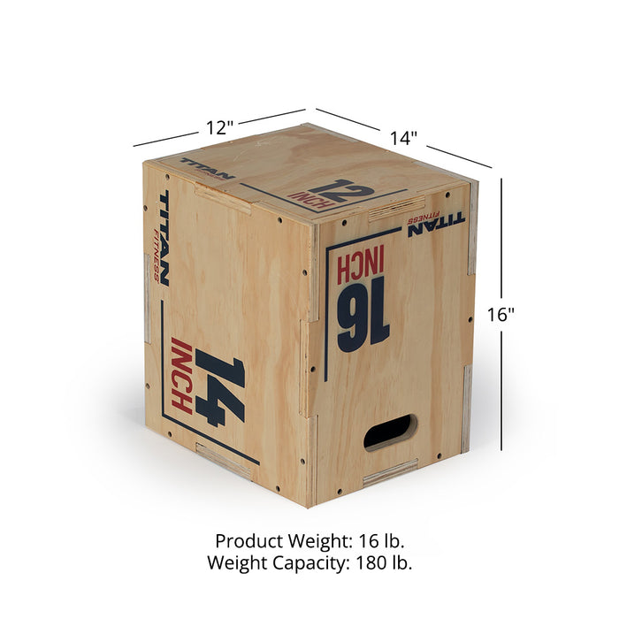 Youth 3-in-1 Wooden Plyometric Box – 12" x 14" x 16"