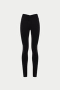 SCULPTING STRETCH CROSSOVER WAISTBAND LEGGINGS - BLACK