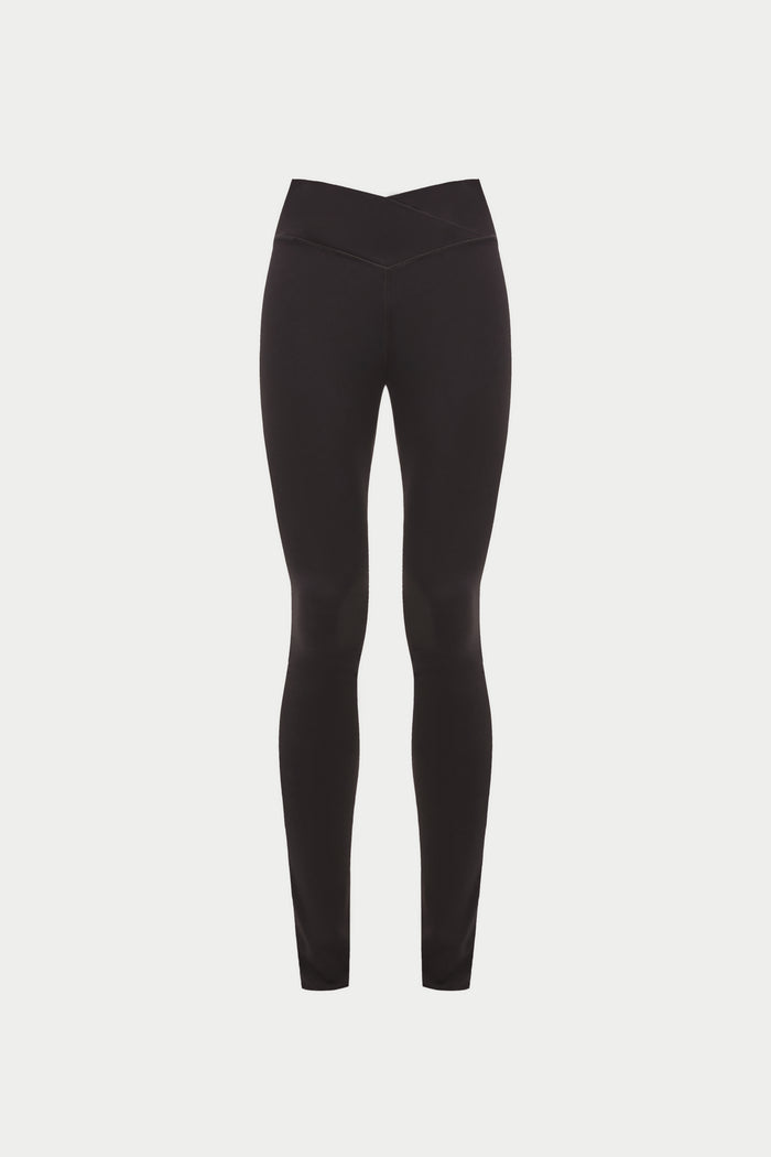 SCULPTING STRETCH CROSSOVER WAISTBAND LEGGINGS - CHOCOLATE