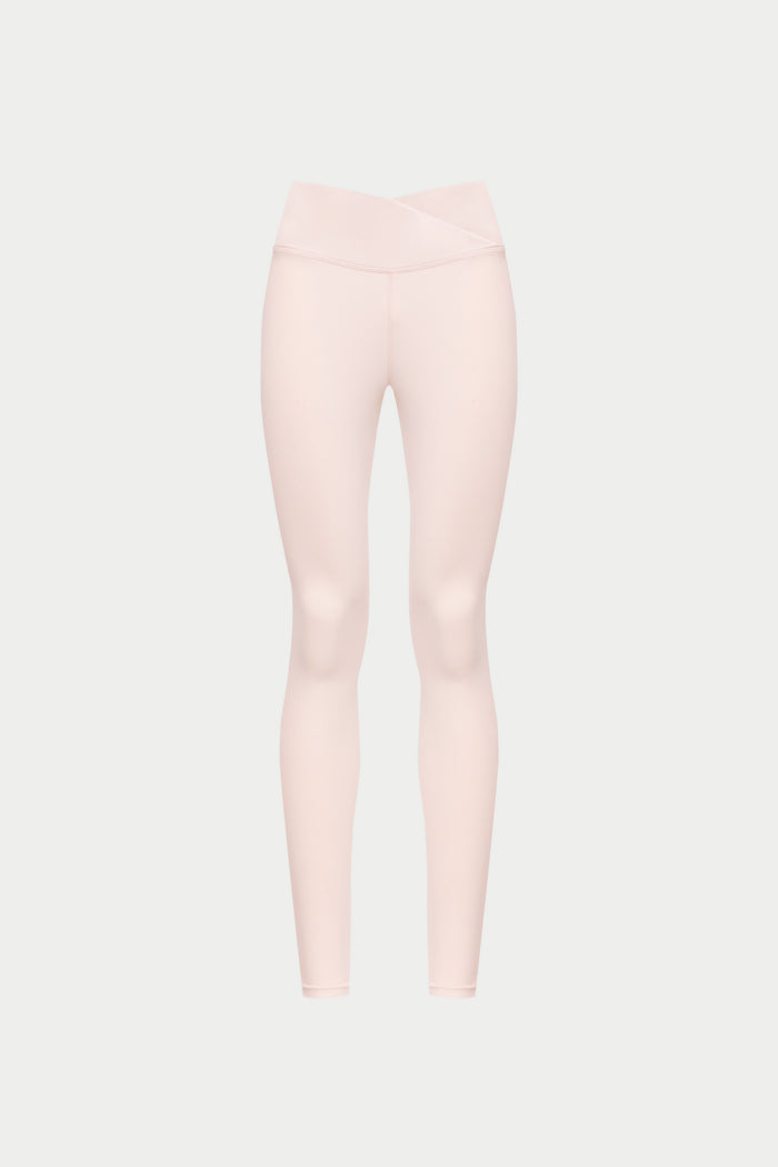 SCULPTING STRETCH CROSSOVER WAISTBAND LEGGINGS - PINK