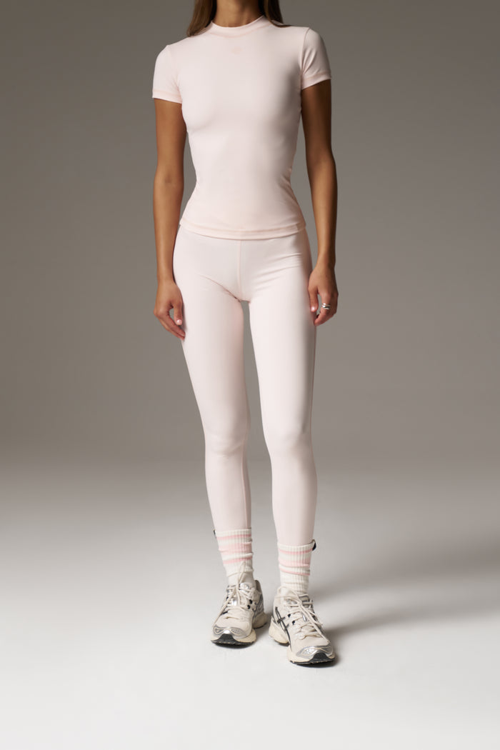 SCULPTING STRETCH CROSSOVER WAISTBAND LEGGINGS - PINK