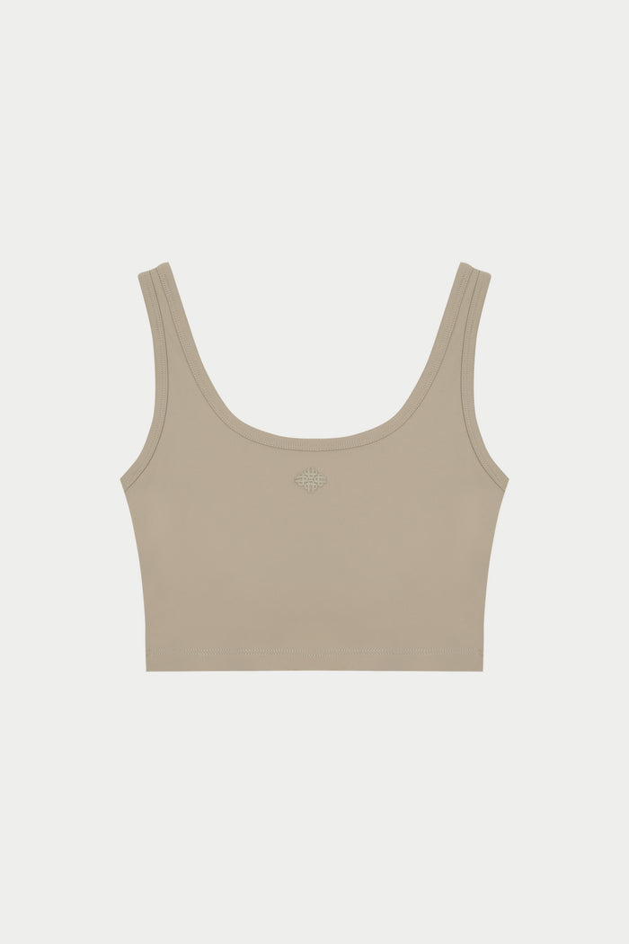 SCULPTING STRETCH EMBLEM SPORTS BRA - BEIGE