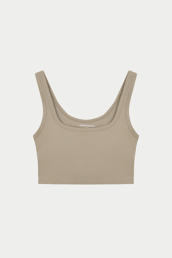 SCULPTING STRETCH EMBLEM SPORTS BRA - BEIGE