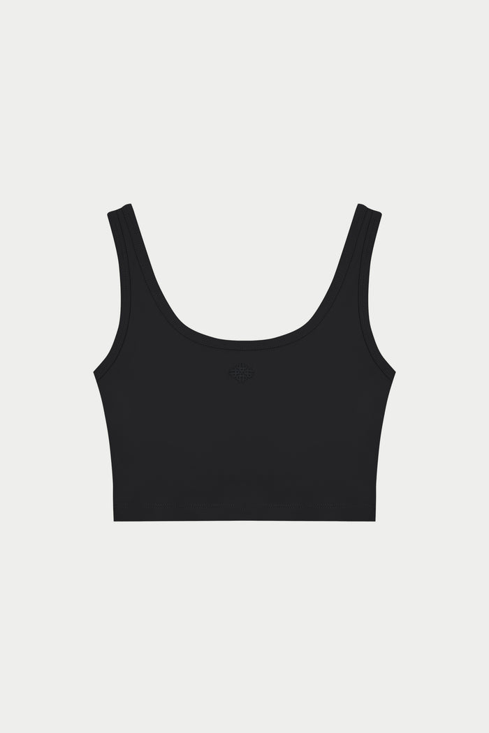 SCULPTING STRETCH EMBLEM SPORTS BRA - BLACK