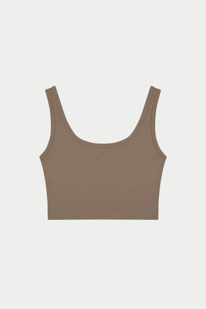 SCULPTING STRETCH EMBLEM SPORTS BRA - COCOA