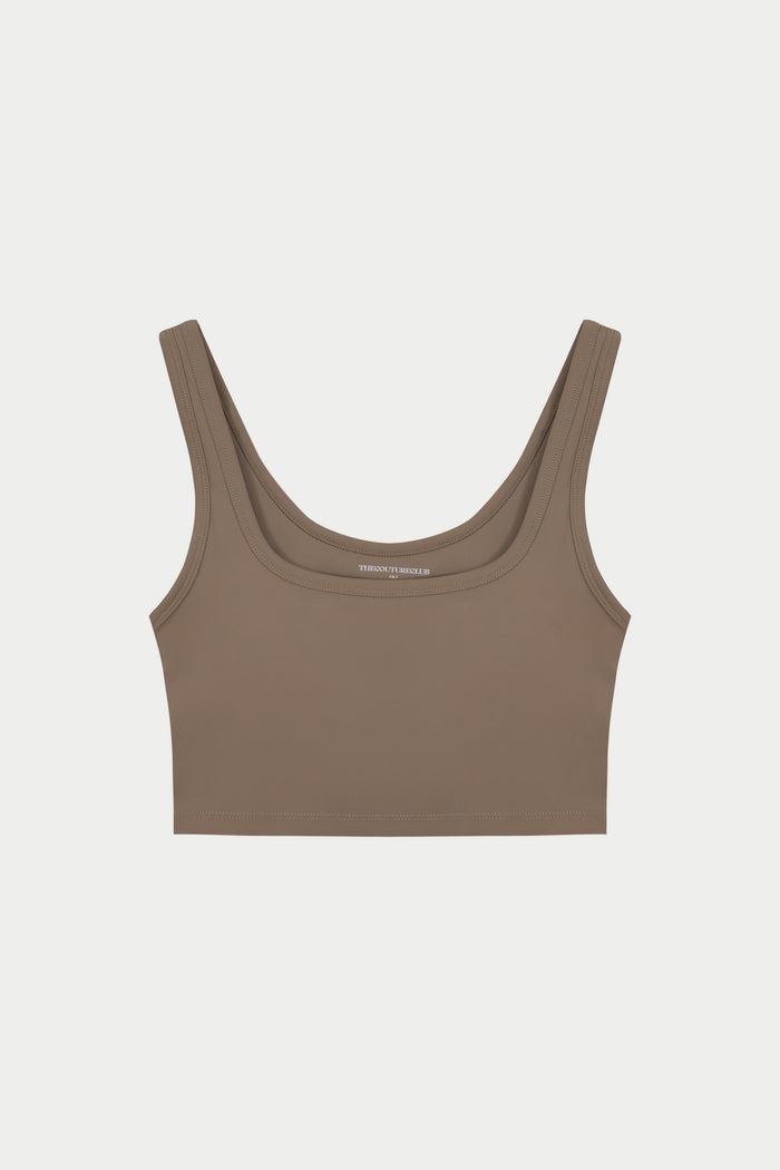 SCULPTING STRETCH EMBLEM SPORTS BRA - COCOA