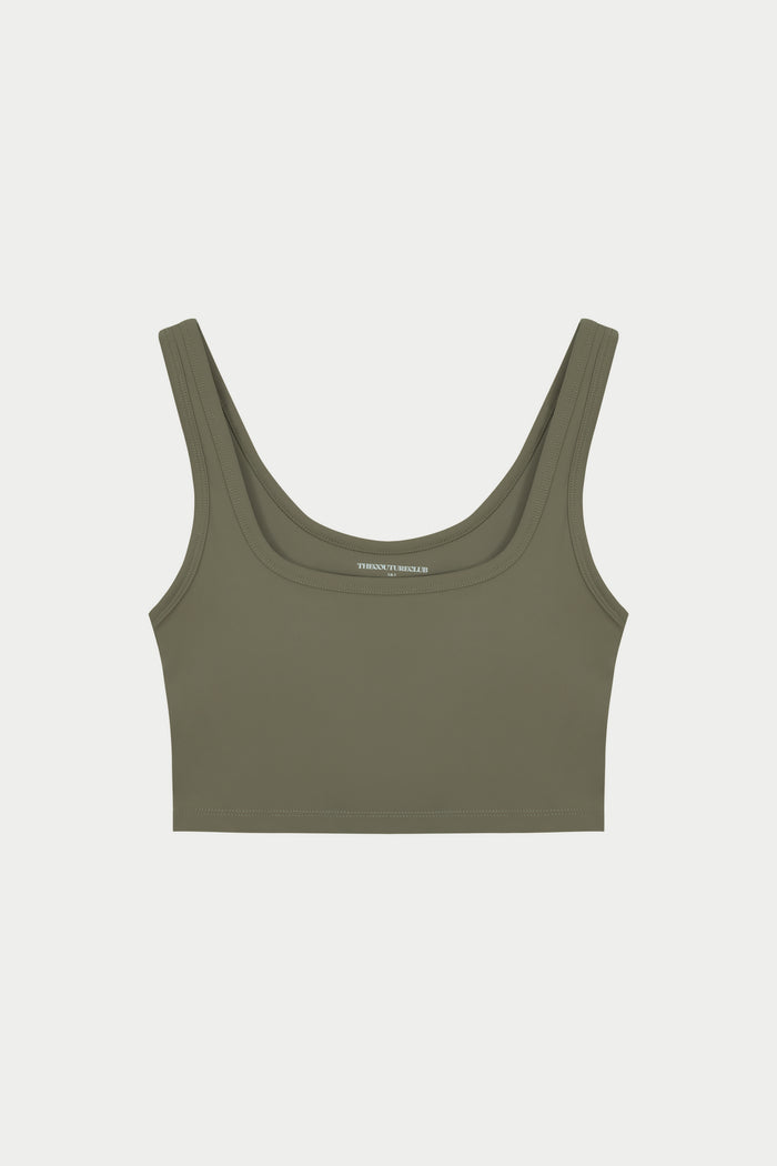 SCULPTING STRETCH EMBLEM SPORTS BRA - KHAKI
