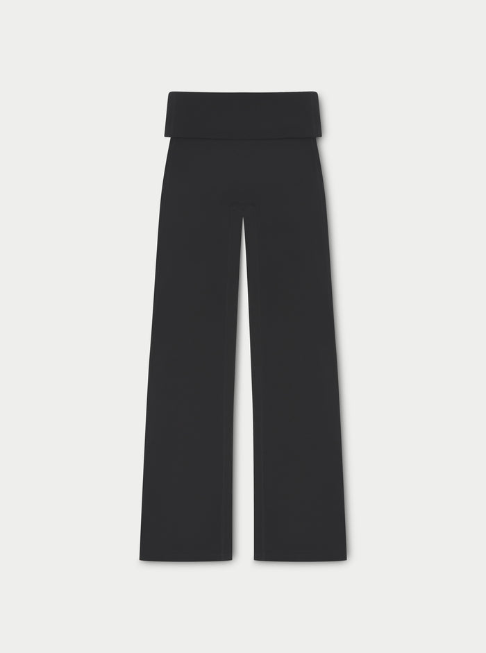 SCULPTING STRETCH FOLDOVER WAISTBAND YOGA PANTS - BLACK