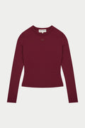 SCULPTING STRETCH LONG SLEEVE TOP - BURGUNDY