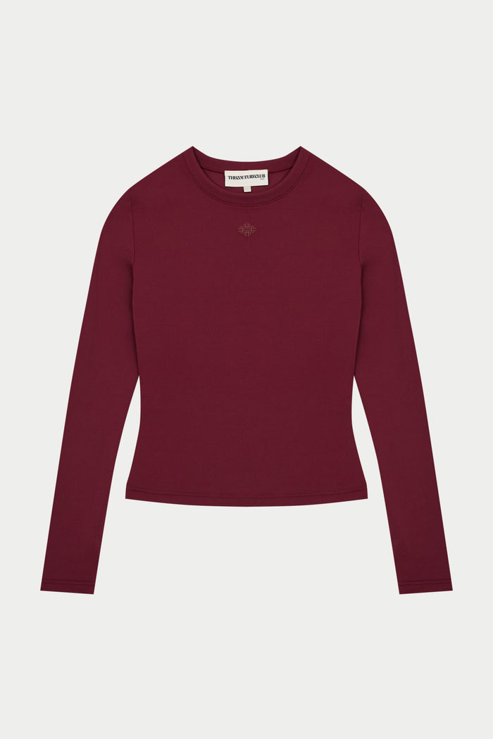 SCULPTING STRETCH LONG SLEEVE TOP - BURGUNDY
