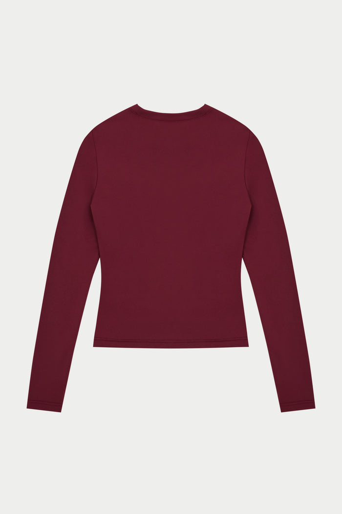 SCULPTING STRETCH LONG SLEEVE TOP - BURGUNDY
