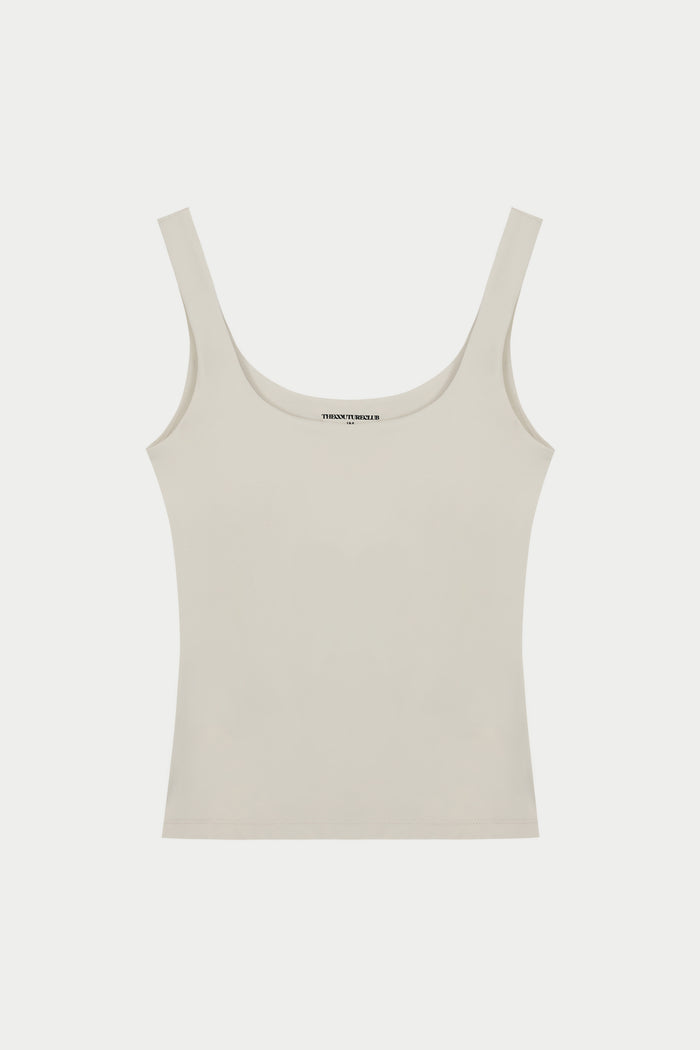 SCULPTING STRETCH SCOOP NECK SPORTS TOP - BONE