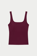 SCULPTING STRETCH SCOOP NECK SPORTS TOP - BURGUNDY