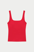 SCULPTING STRETCH SCOOP NECK SPORTS TOP - RED