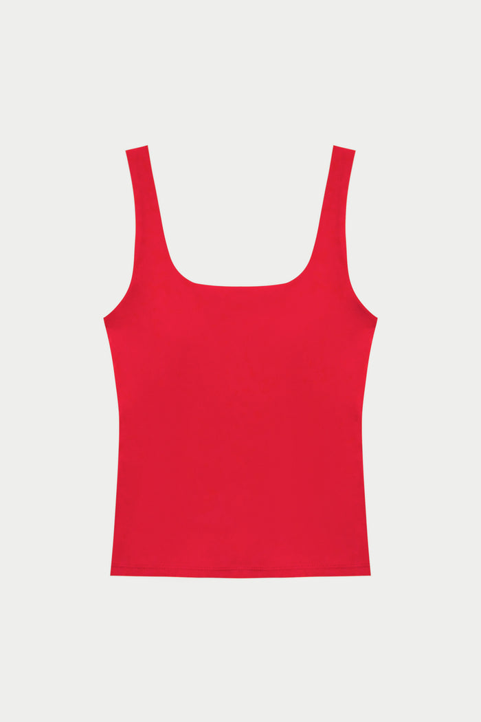 SCULPTING STRETCH SCOOP NECK SPORTS TOP - RED