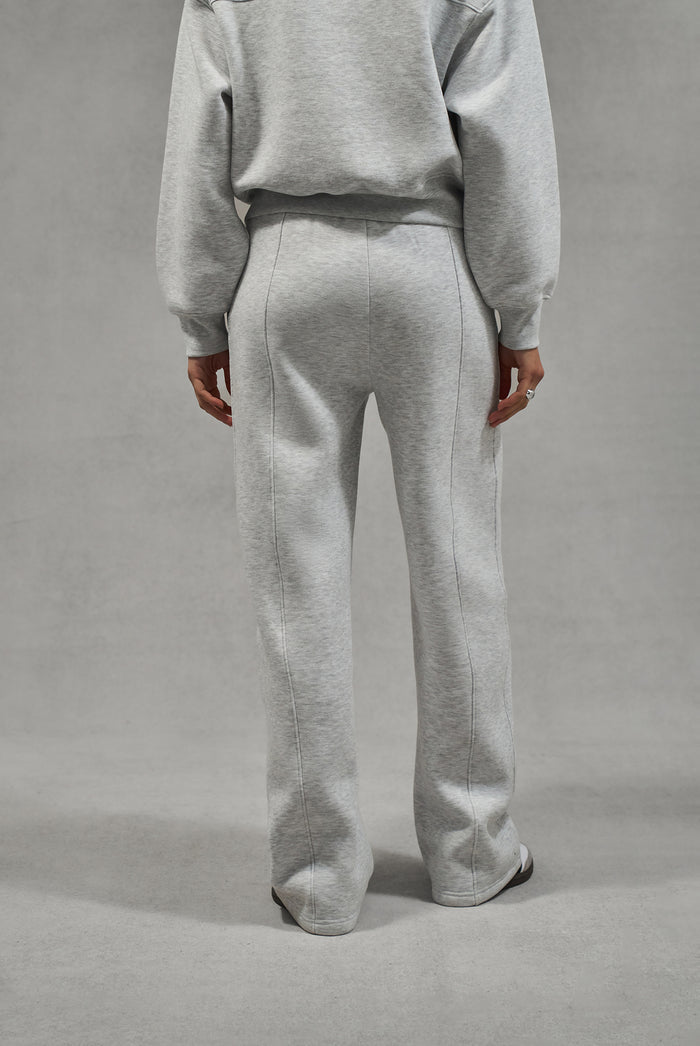 SEAM DETAIL CROSSOVER WAISTBAND JOGGERS - GREY MARL