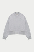 SEAM DETAIL OVERSIZED ZIP THROUGH BOMBER - GREY MARL