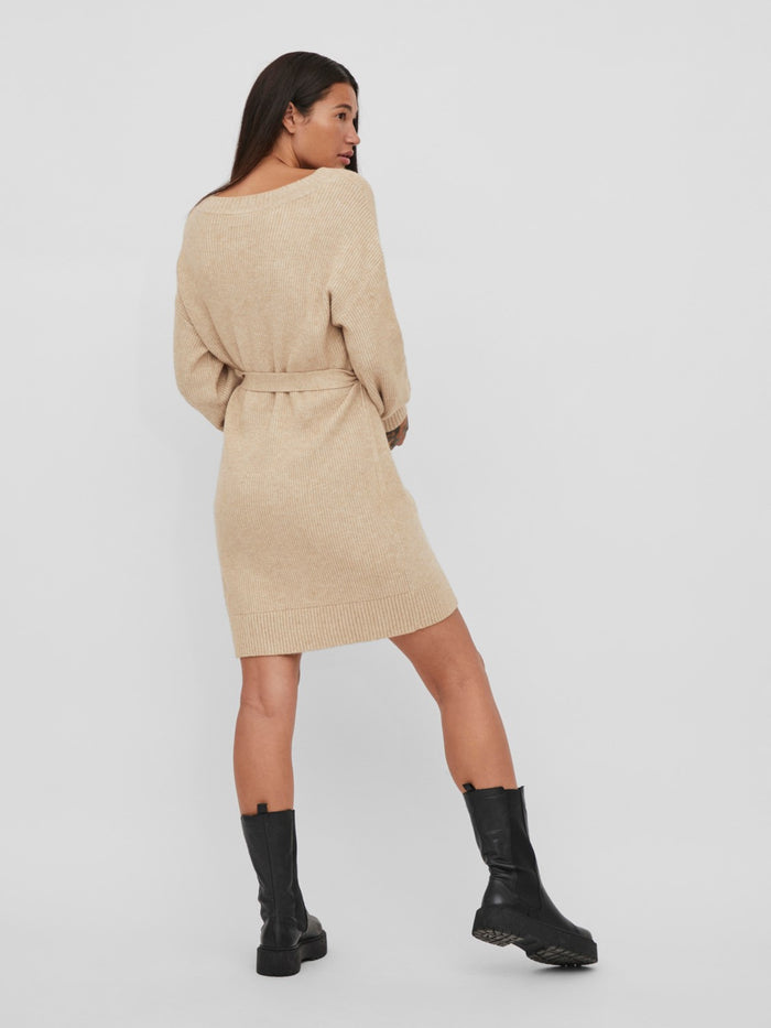 Sharon V-Neck Dress (Beige)