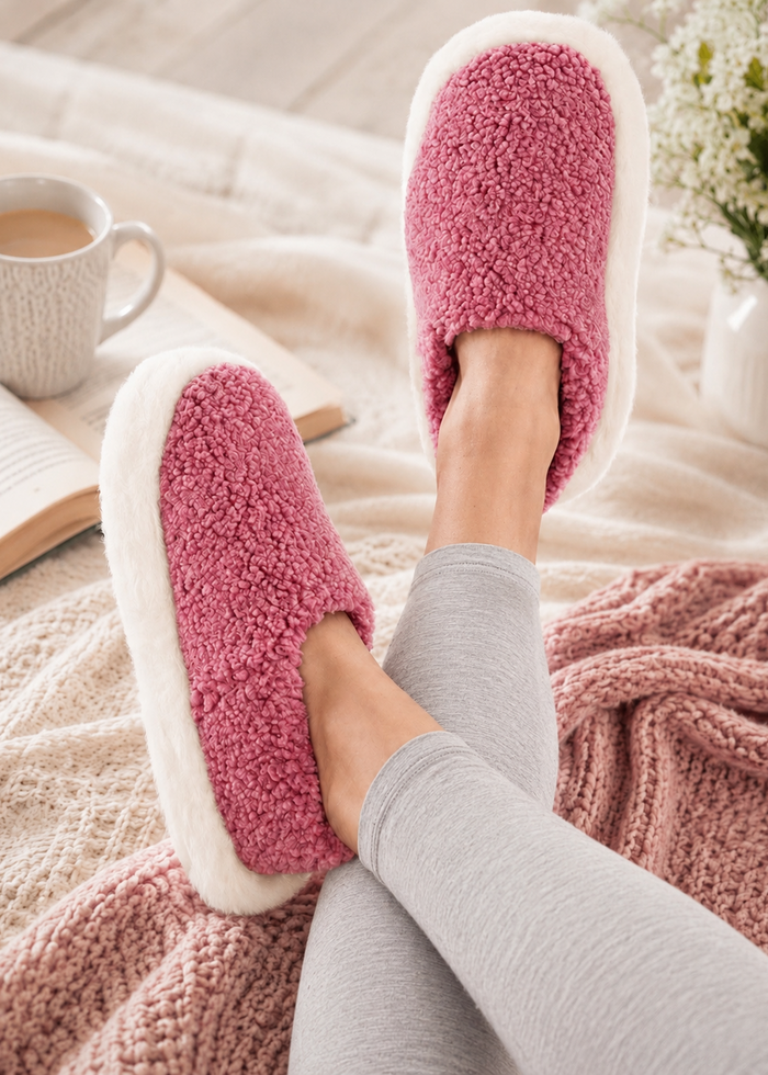 Sheep by the Sea Wool Slippers | Pink