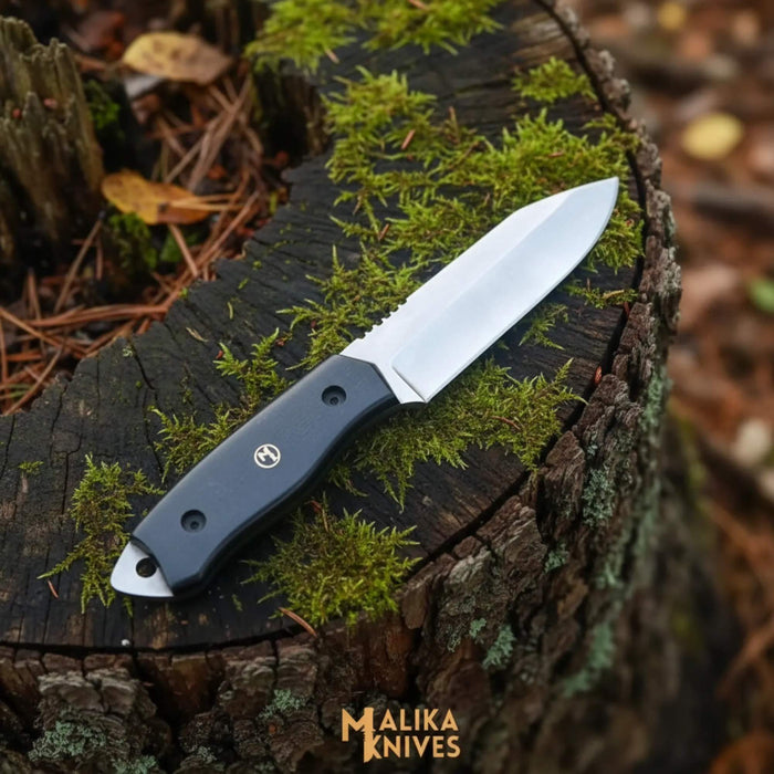 Sheepsfoot D2 Hunting Knife - Precision Control with Leather Sheath - RFE Marketing Ventures