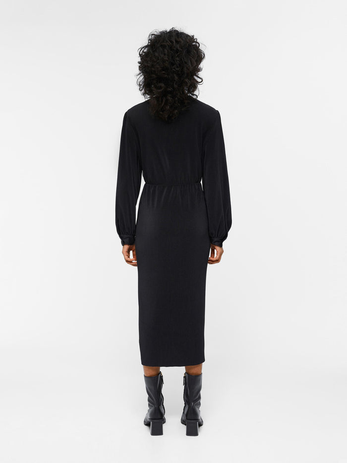 SHILA L/S PLISSE DRESS (BLACK)
