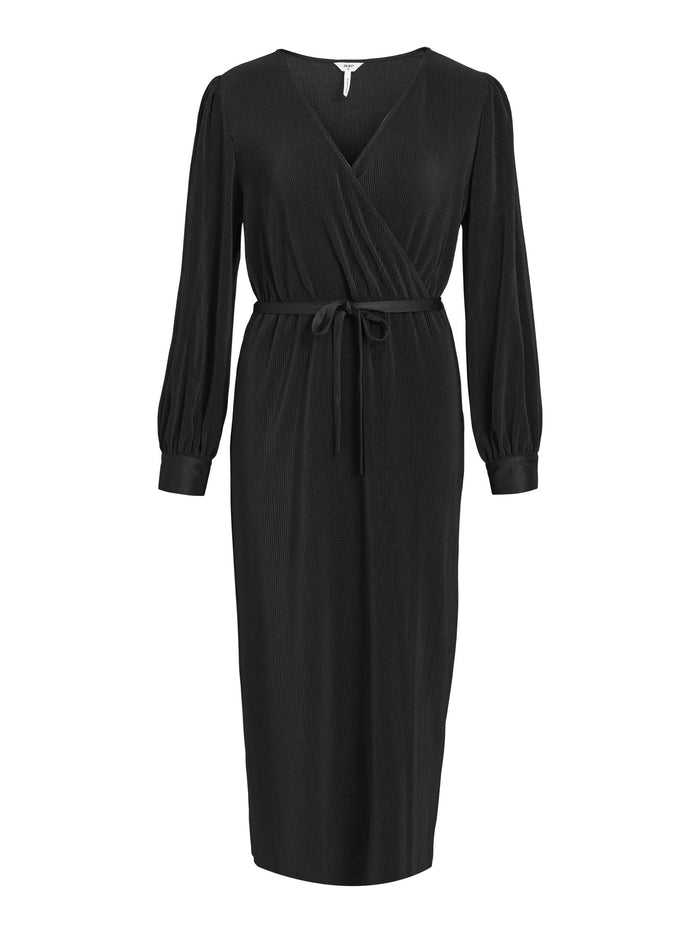 SHILA L/S PLISSE DRESS (BLACK)