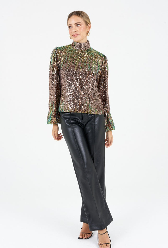 Sia High Neck Sequin Blouse