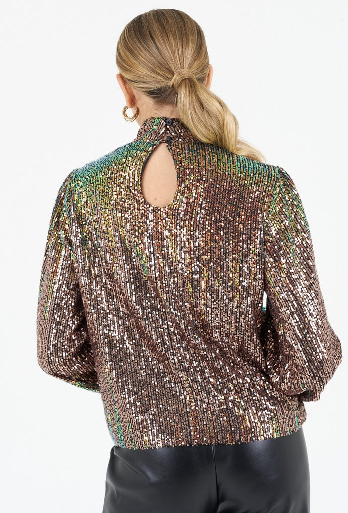 Sia High Neck Sequin Blouse