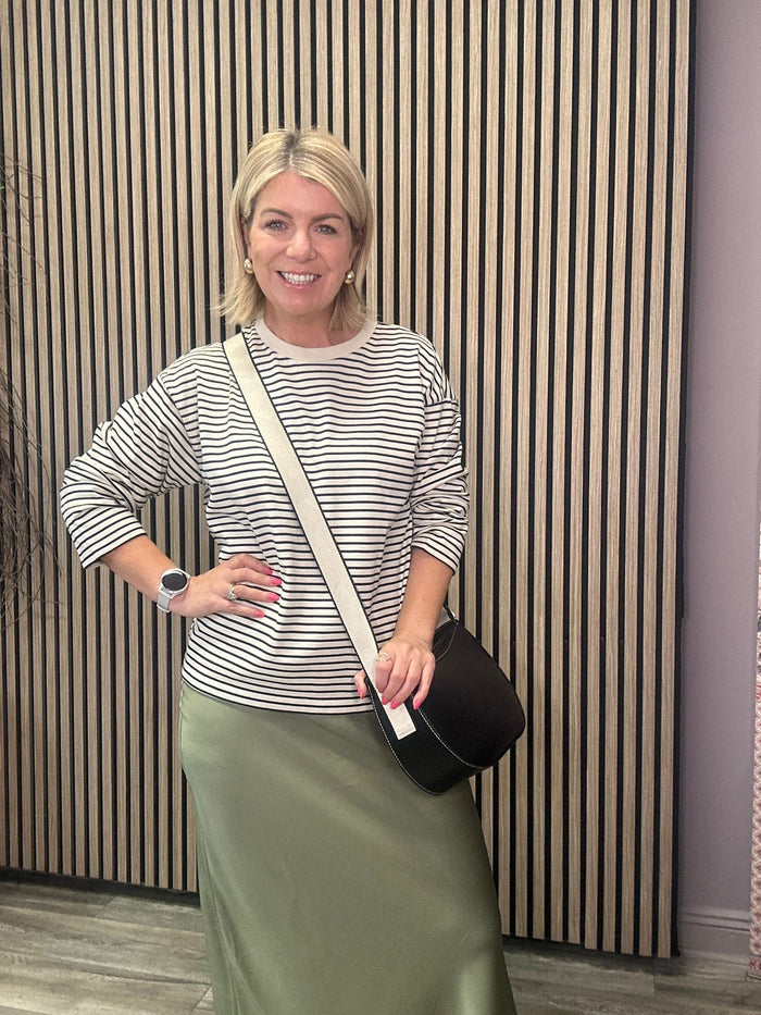 Sienna Long Sleeve Stripe Top (Black Beauty/Birch)