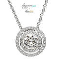 Signature 925 Collection Double Halo Silver Pendant Necklace