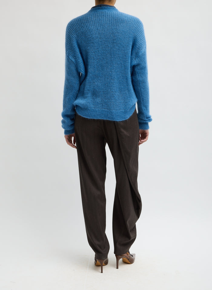 SILK SUPER KID MOHAIR CREWNECK EASY PULLOVER