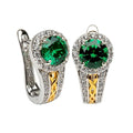 Sterling Silver Green Cz Halo Hoop Earrings