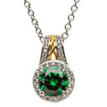 Silver Green Halo Necklace