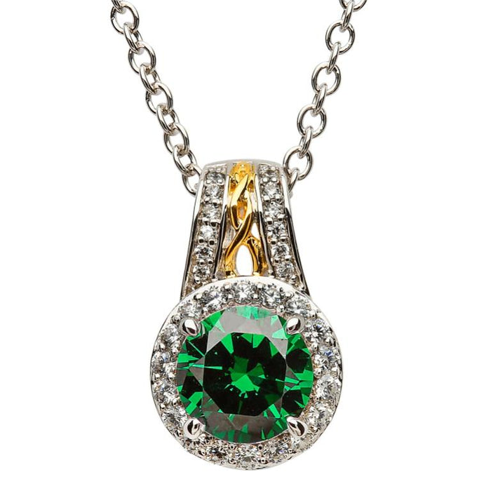 Silver Green Halo Necklace