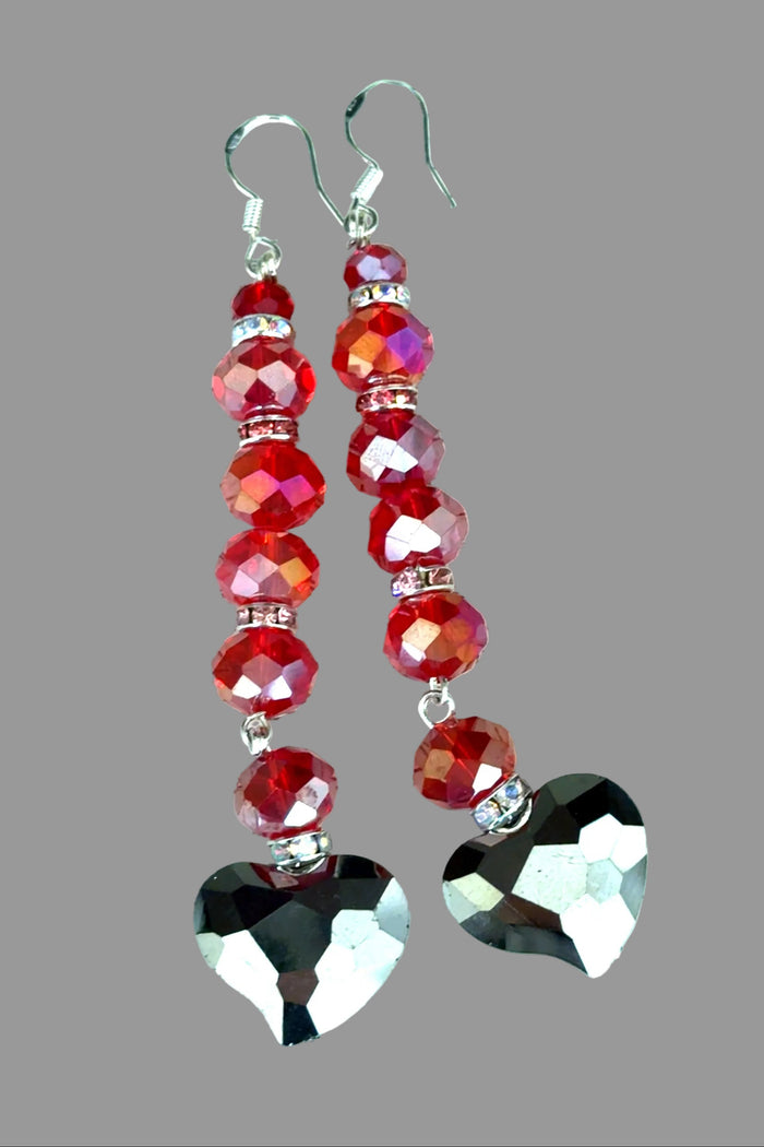 Style the Silver Red Heart Drop Earrings exclusively at Born To Glam