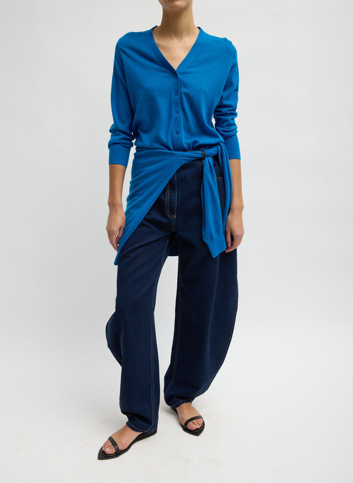SKINLIKE MERCERIZED WOOL VNECK SHRUNKEN CARDIGAN